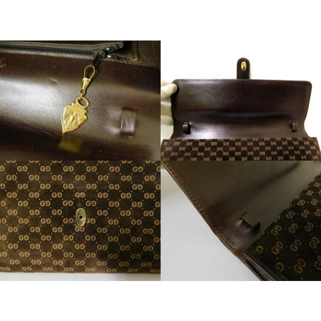 Gucci Clutch Guccissima Suede Leather Two Way Style Clutch Micro G Print In Browns Suede