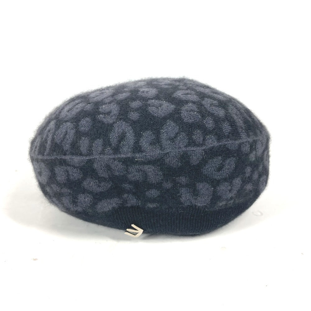 LOUIS VUITTON beret Cashmere, Silk black Leopard leopard print