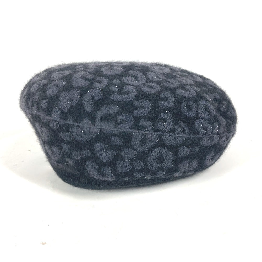 LOUIS VUITTON beret Cashmere, Silk black Leopard leopard print