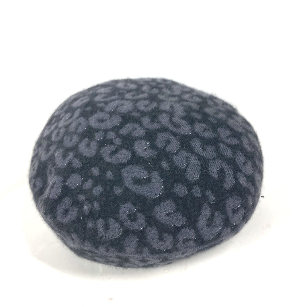 LOUIS VUITTON beret Cashmere, Silk black Leopard leopard print