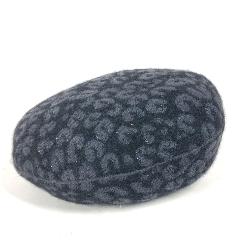 LOUIS VUITTON beret Cashmere, Silk black Leopard leopard print