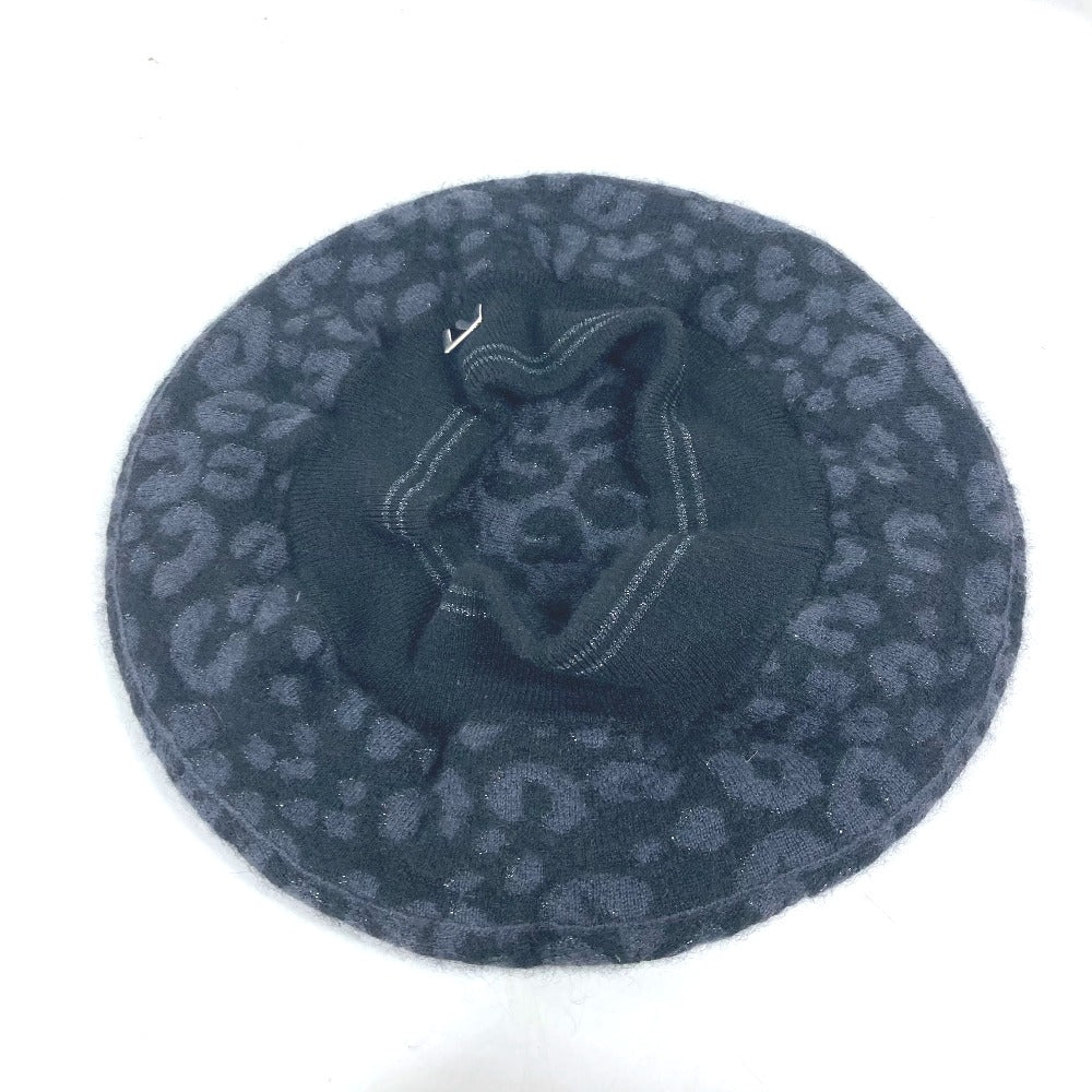 LOUIS VUITTON beret Cashmere, Silk black Leopard leopard print