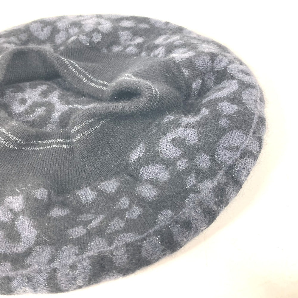 LOUIS VUITTON beret Cashmere, Silk black Leopard leopard print
