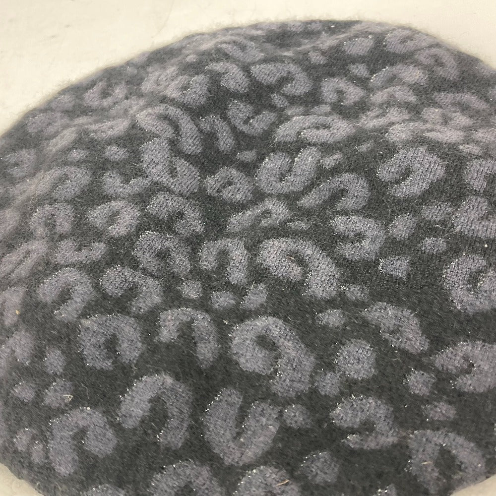 LOUIS VUITTON beret Cashmere, Silk black Leopard leopard print