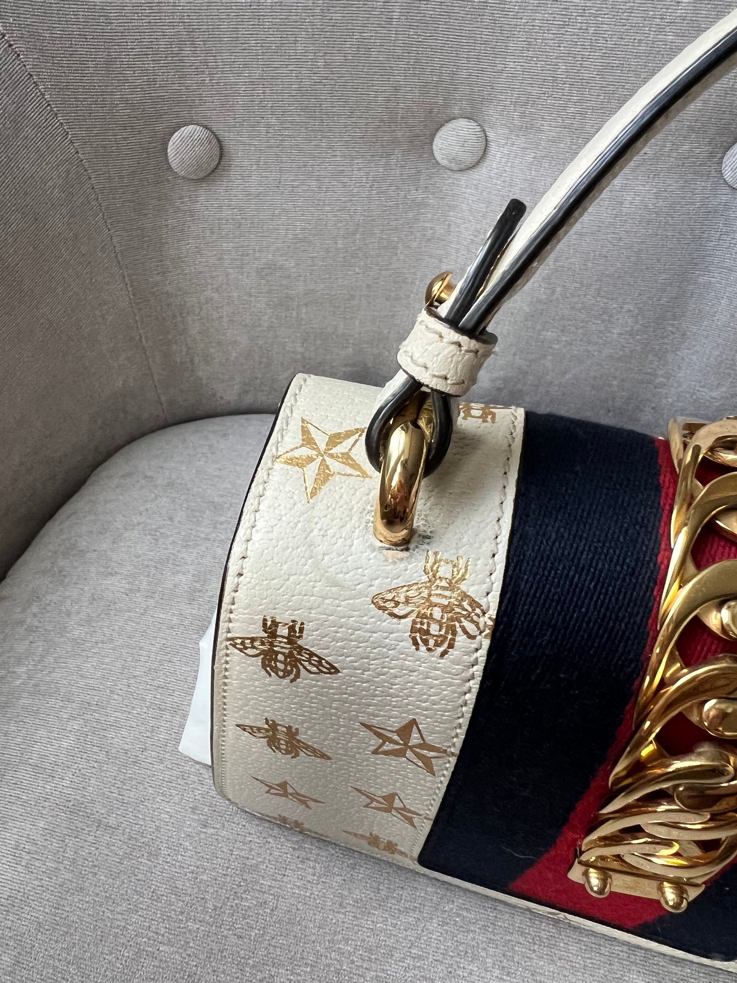 Gucci White Bee Star Sylvie Mini Bag (RRP £1,890)