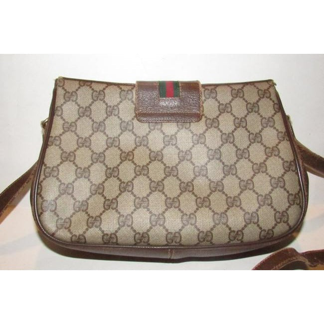Gucci Vintage Accessory Collection Pursesdesigner Purses Brown Large G Logo Print Coated Canvasleath