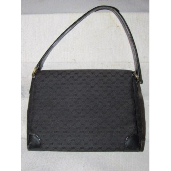Gucci Black Micro Guccissima Print Jackie Satchel w G Twist Clasp