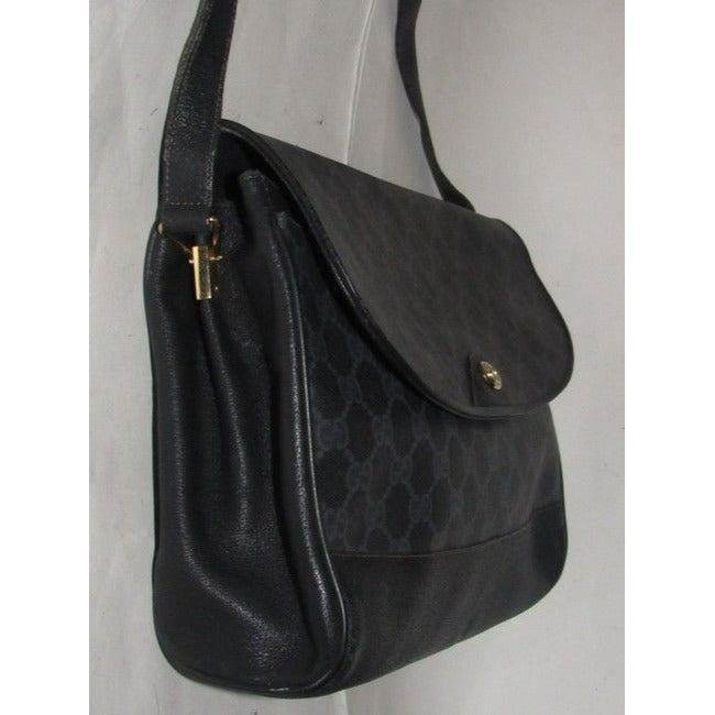 Gucci Guccissima Envelope Grey On Black G Logo Print Leather