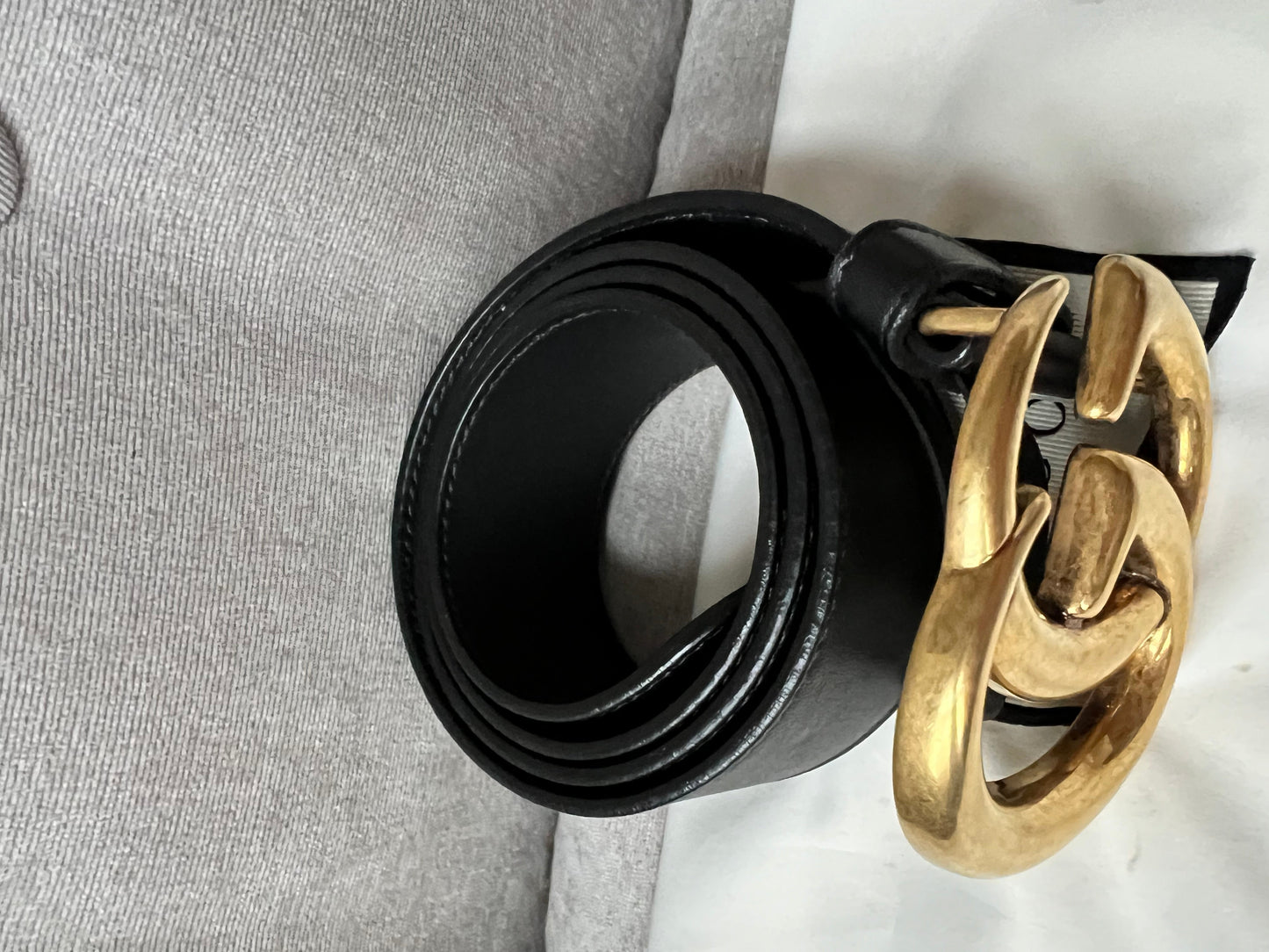 Gucci GG 2015 Re edition Marmont Black Wide Leather Belt with Gold Buckle (RRP £380)