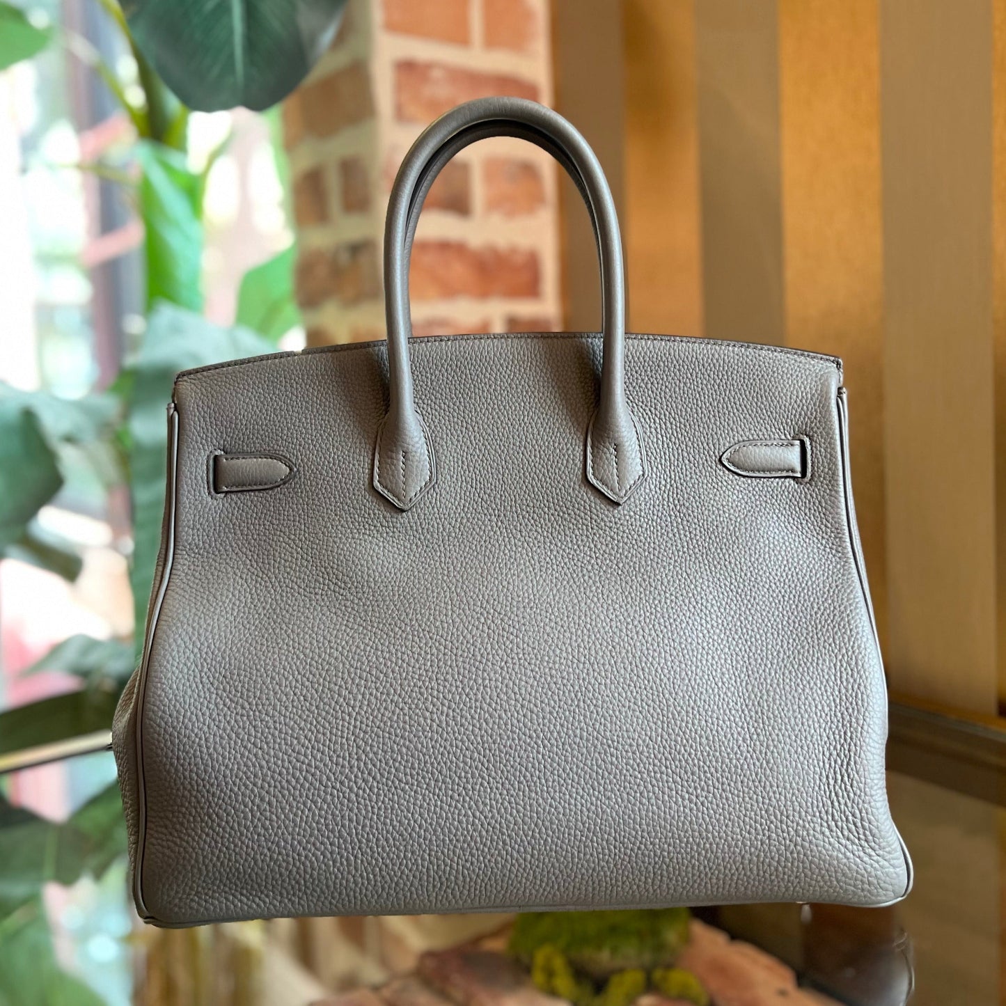 HERMES Birkin 35 Etain Togo Satchel Bag