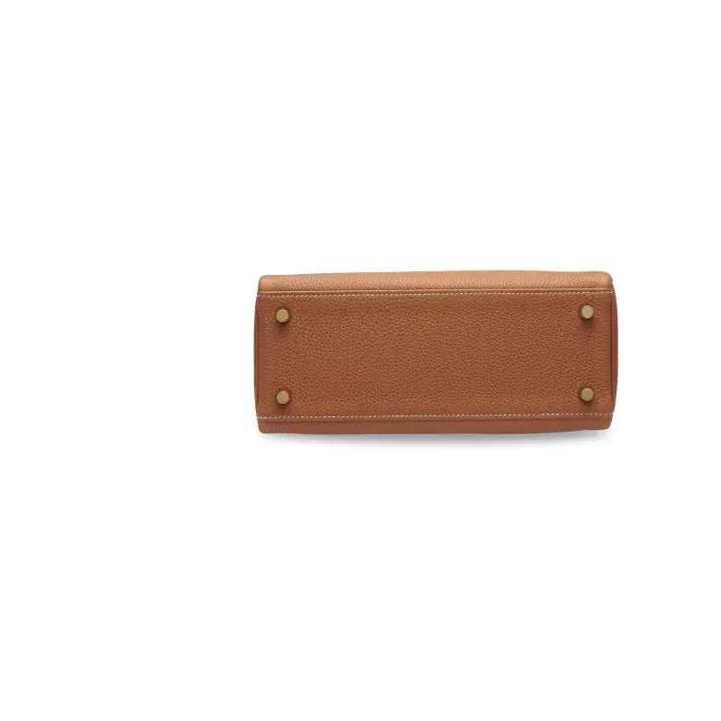 HERMES Kelly 25  brown Togo leather Bag Handbag (25,28)