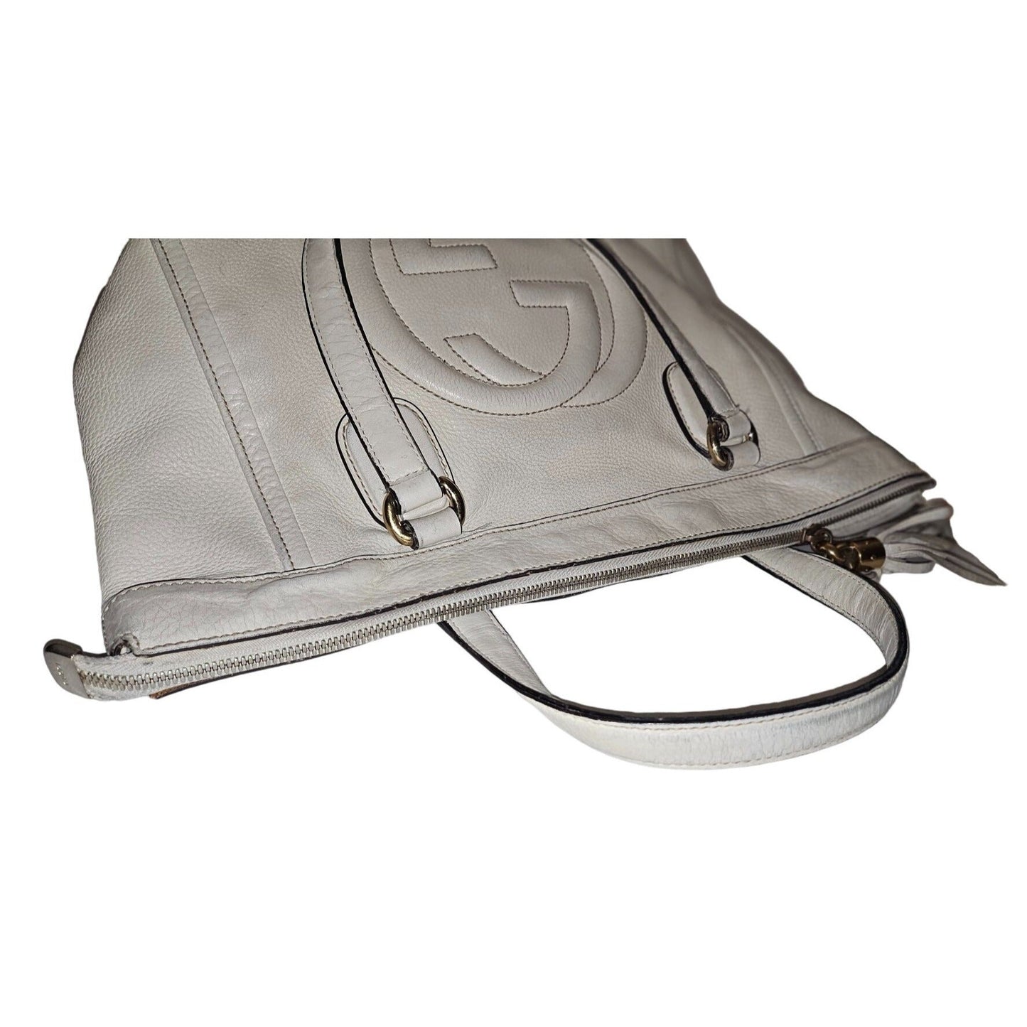Gucci Soho Ivory Leather Satchel with XL Tassel & Strap
