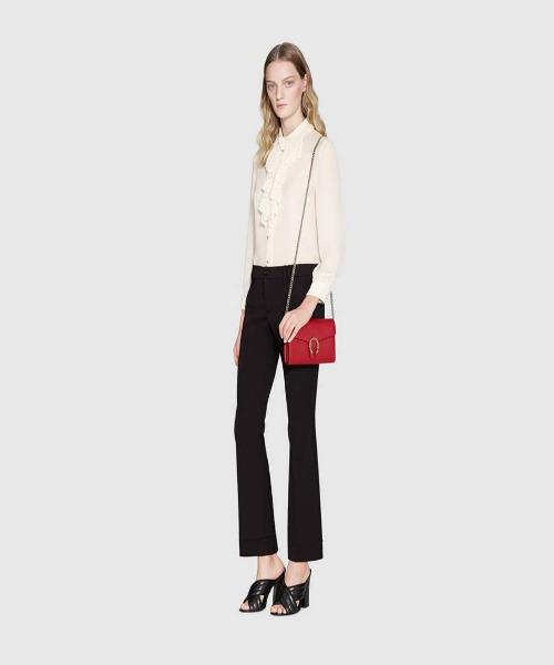 Gucci Dionysus GG Supreme Mini Leather Chain Bag Hibiscus Red