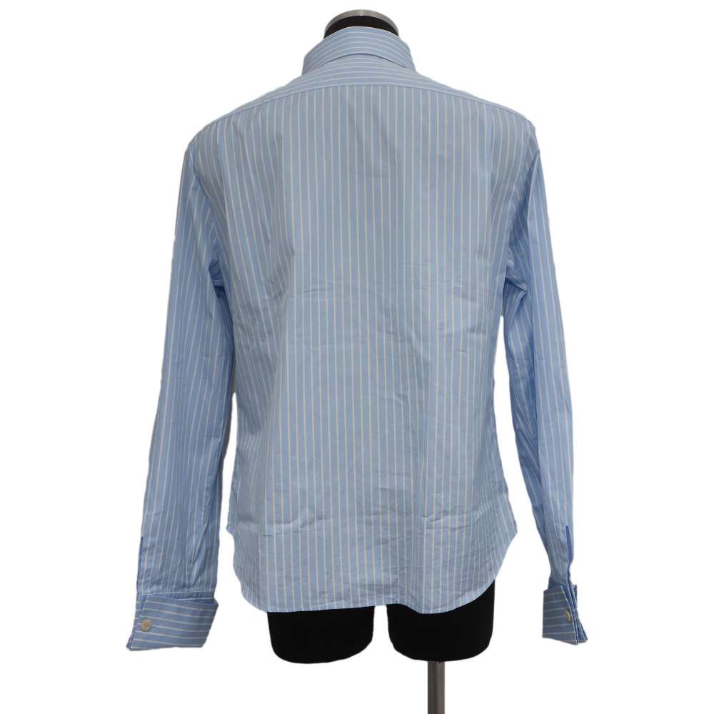 GUCCI Double G Embroidery Striped Shirt Size 41 Blue 680788 Cotton100%