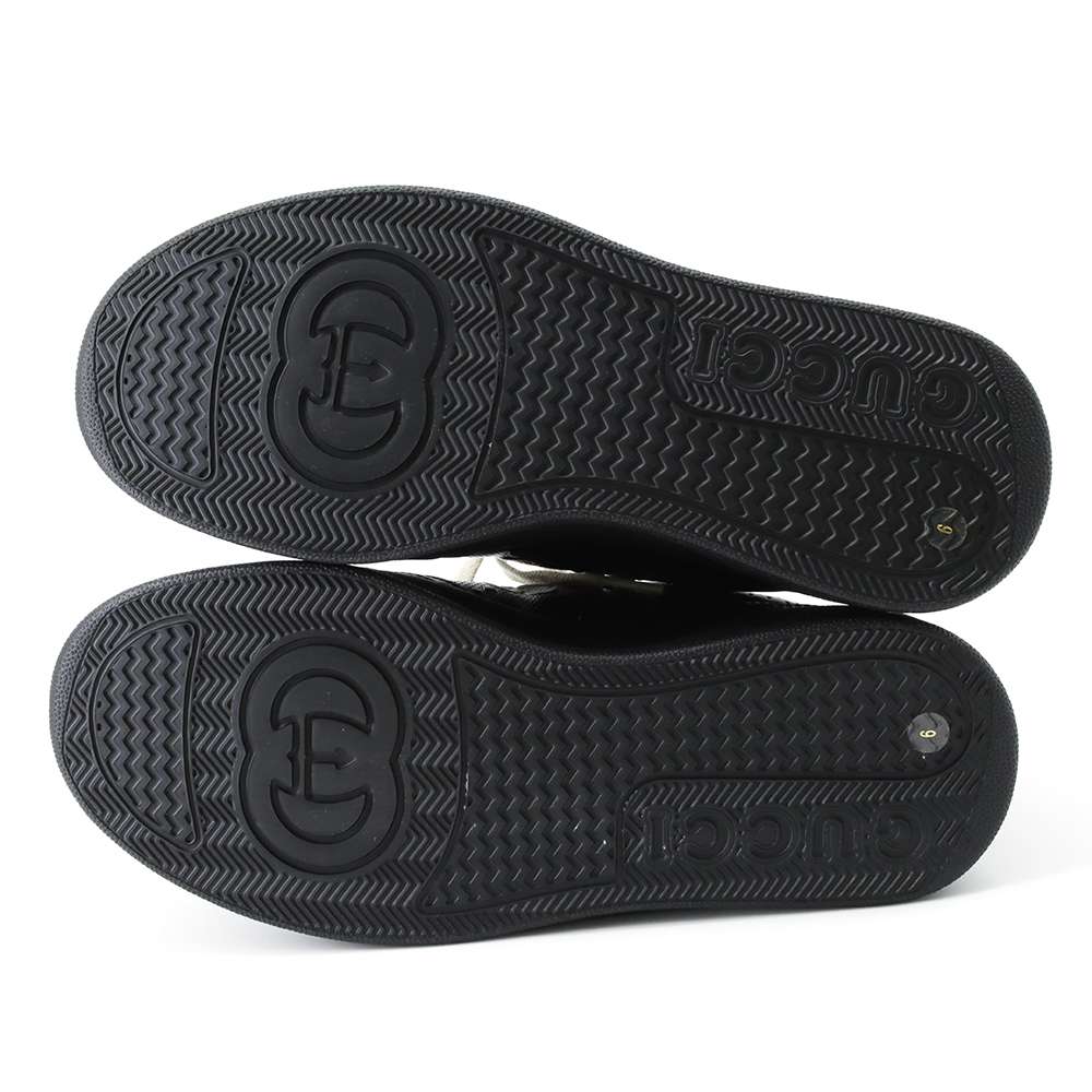 GUCCI GG emboss Sneakers Black 669582 Leather PVC Size 6