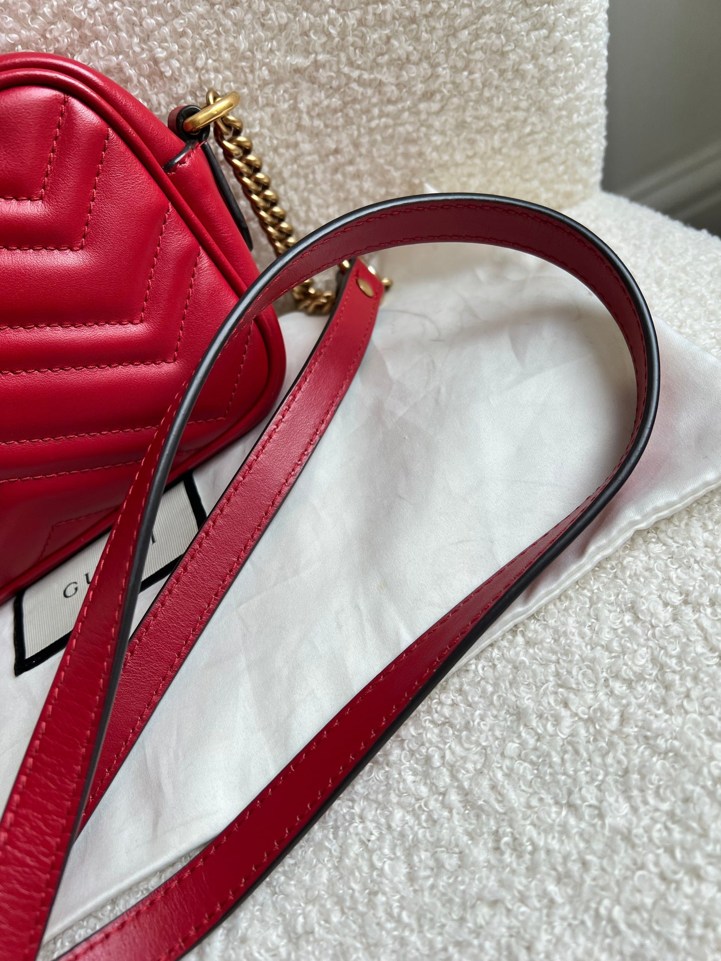 Gucci GG Hibiscus Red Marmont Mini Shoulder Bag (RRP £1220)
