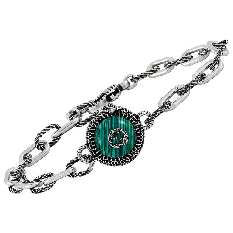 Gucci Garden GG Malachite Bracelet in Silver