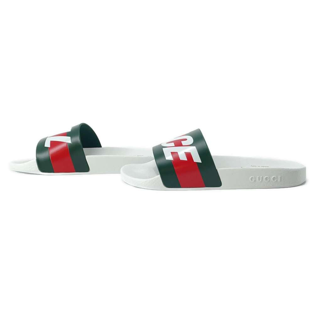 GUCCI Gucci x Palace Logo Slide Sandal GUCCIxPalace Logo Slide Sandals White/Green/Red 723349 Rubber Size 7
