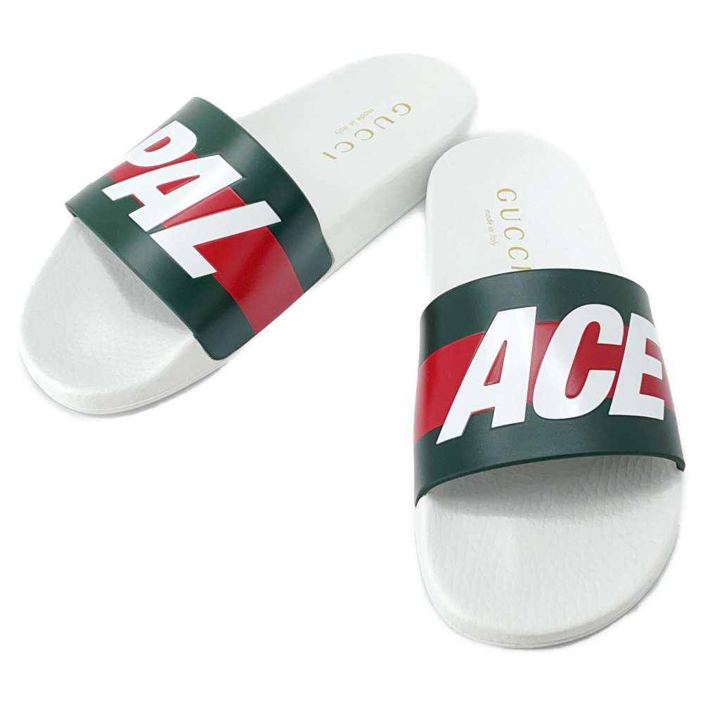 GUCCI Gucci x Palace Logo Slide Sandal GUCCIxPalace Logo Slide Sandals White/Green/Red 723349 Rubber Size 7