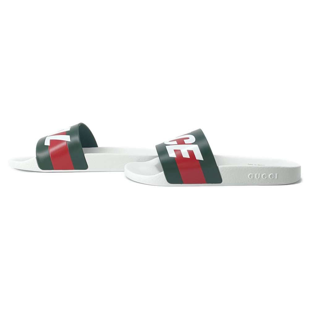 GUCCI Gucci x Palace Logo Slide Sandal GUCCIxPalace Logo Slide Sandals White/Green/Red 723349 Rubber Size 7