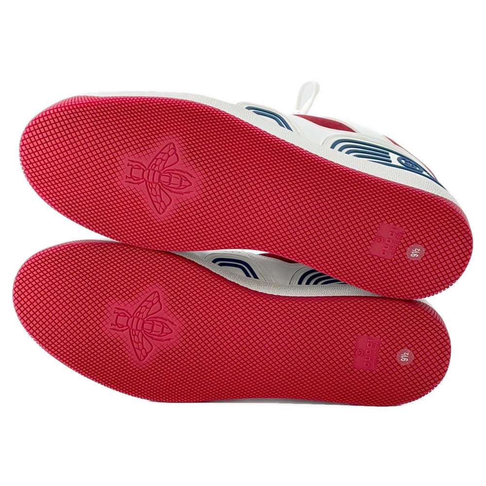 GUCCI Sneakers Basket White/Red/Navy 697882 Leather Rubber Size 9.5
