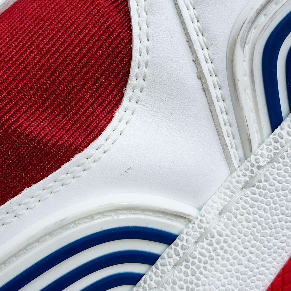 GUCCI Sneakers Basket White/Red/Navy 697882 Leather Rubber Size 9.5