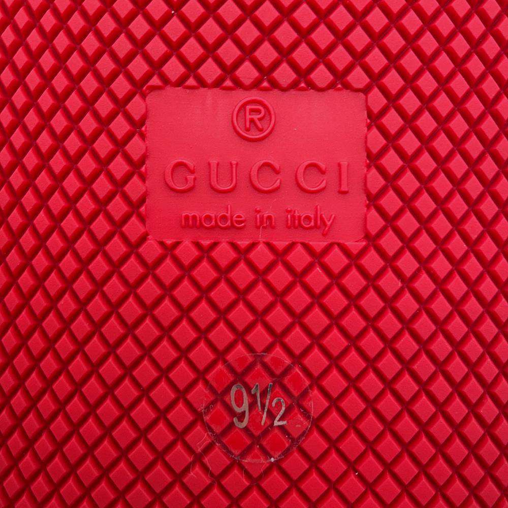 GUCCI Sneakers Basket White/Red/Navy 697882 Leather Rubber Size 9.5