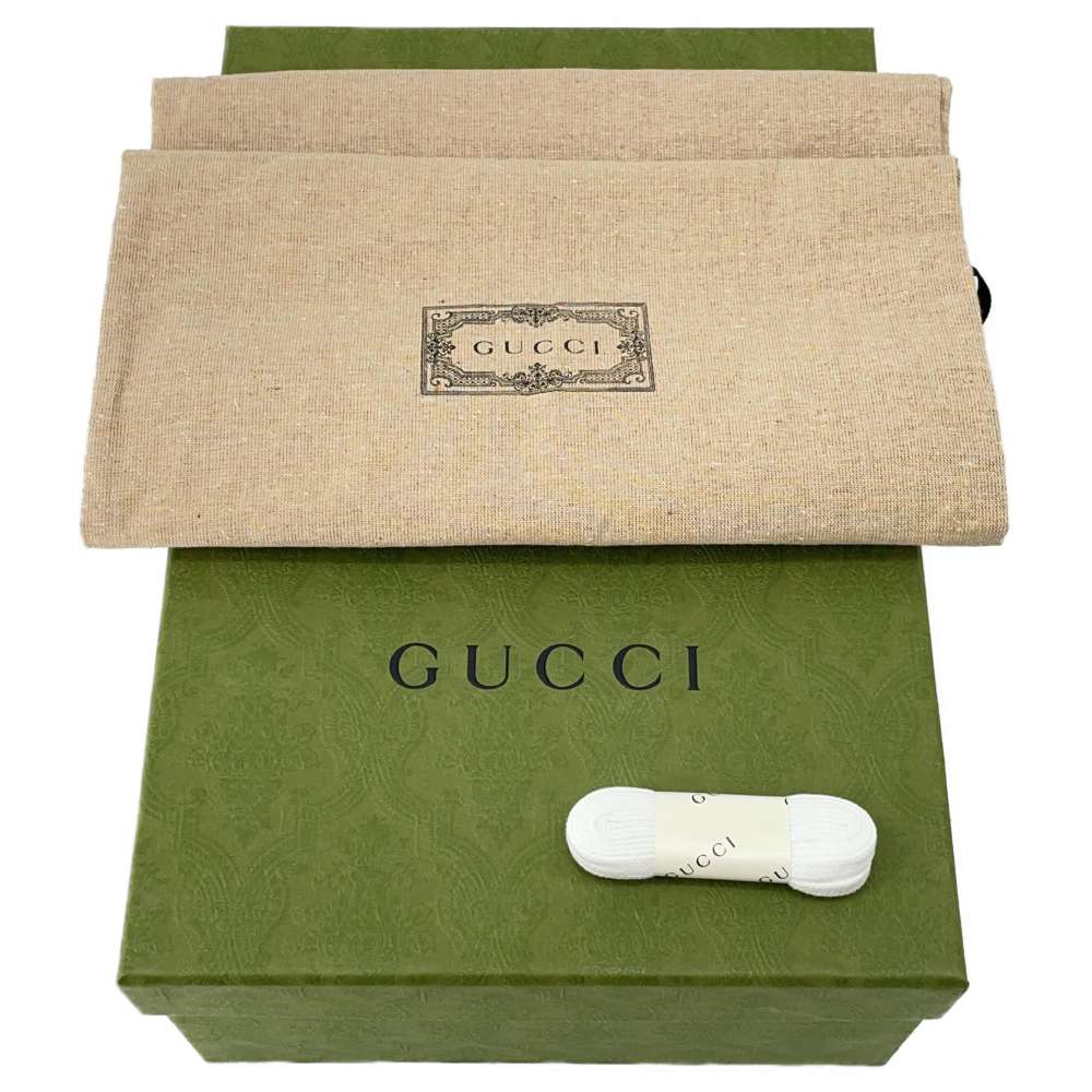 GUCCI Sneakers Basket White/Red/Navy 697882 Leather Rubber Size 9.5