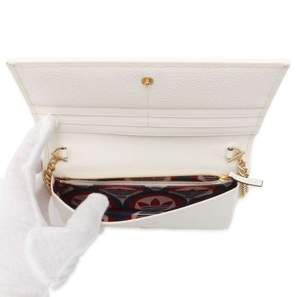 GUCCI adidas Collaboration Chain Wallet Red/White 621892 Leather