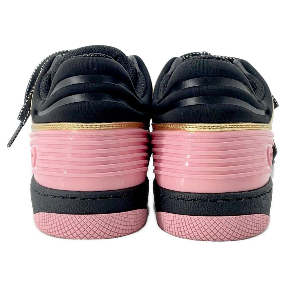 GUCCI BASKET LOW Sneakers Gold/Black/Pink 725905 Leather Rubber Size 38.5