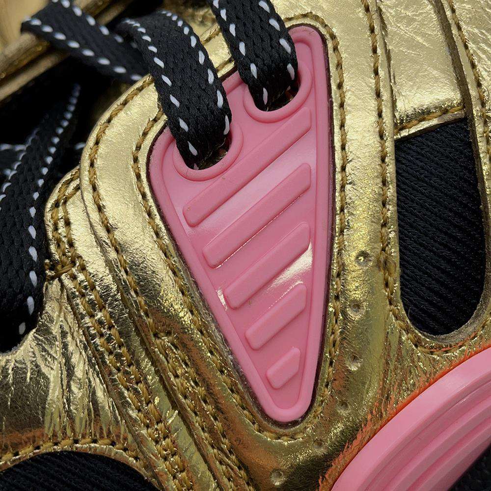 GUCCI BASKET LOW Sneakers Gold/Black/Pink 725905 Leather Rubber Size 38.5