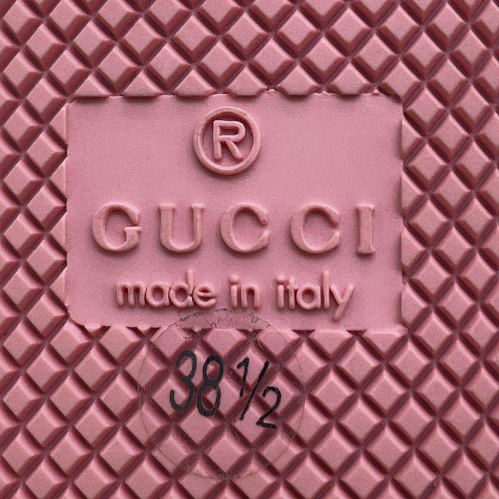 GUCCI BASKET LOW Sneakers Gold/Black/Pink 725905 Leather Rubber Size 38.5