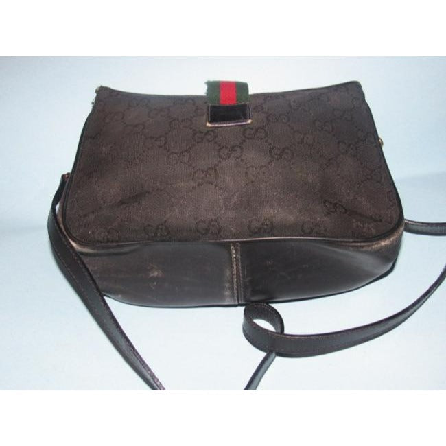 Gucci Guccissima Print Top Flap Snap Cross Body Black Leather And Gg Leather