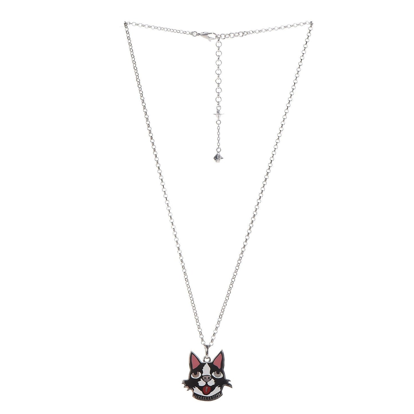 Gucci Enamel Bosco Dog Necklace in Silver