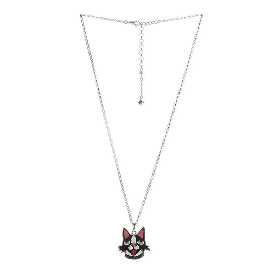 Gucci Enamel Bosco Dog Necklace in Silver