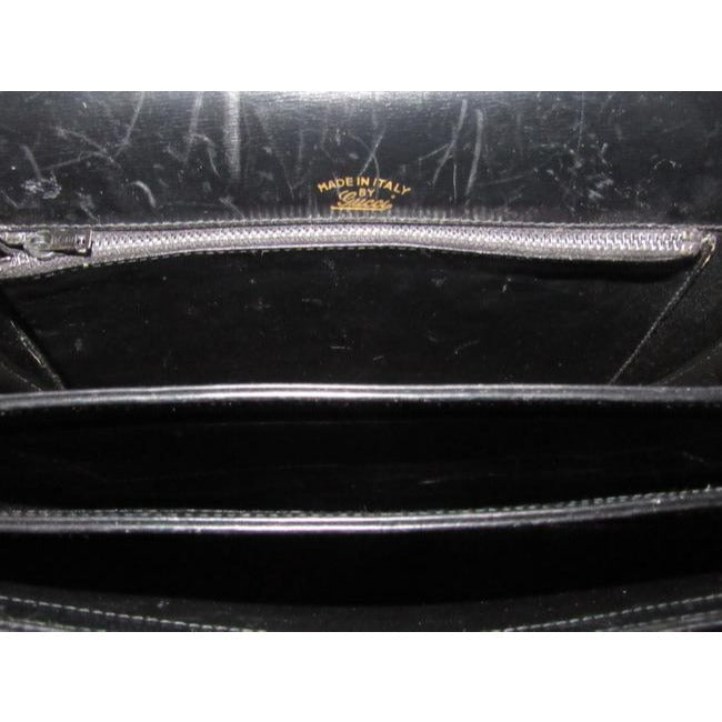 Gucci One Of A Kindearly Supple Black Leather With Navy And Red Stripe Accents Canvas Shoulder Bag