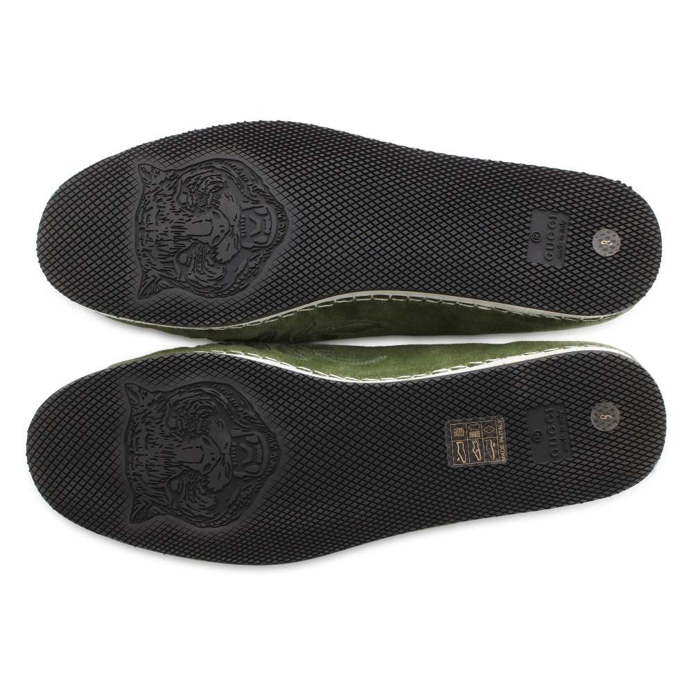 GUCCI Interlocking G slip-ons Green 574882 Velour Size #8