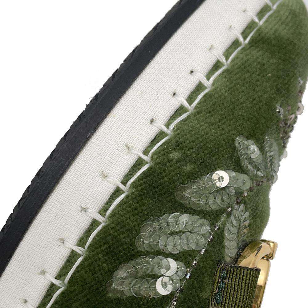GUCCI Interlocking G slip-ons Green 574882 Velour Size #8