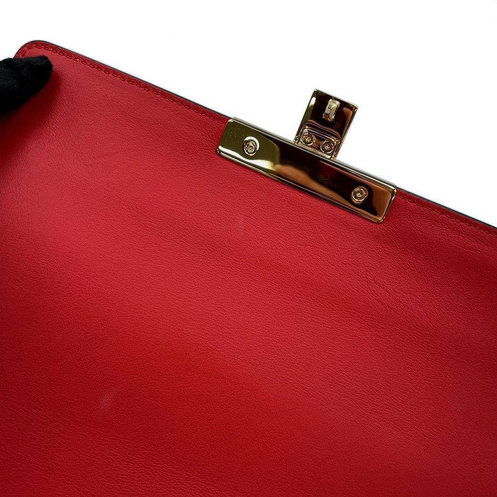 GUCCI GG Apple Bamboo 2way Bag Beige/Red 603221 GG SupremeCanvas