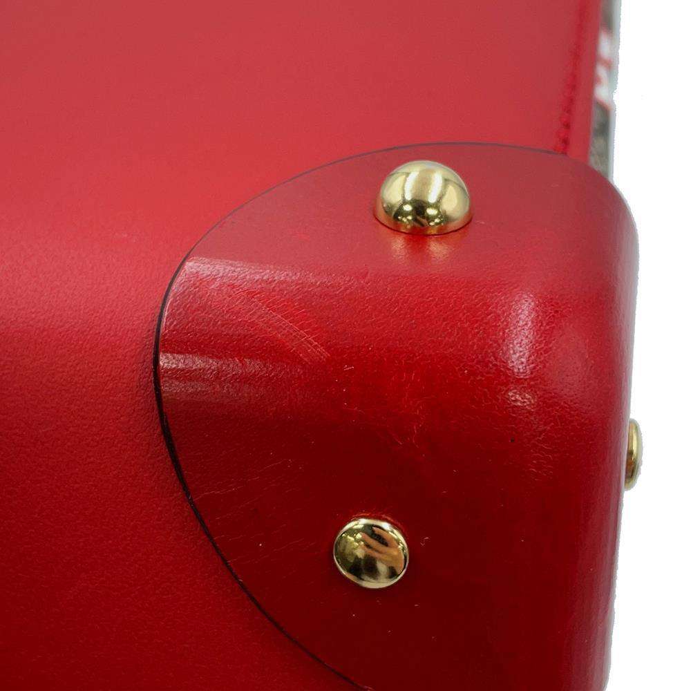 GUCCI GG Apple Bamboo 2way Bag Beige/Red 603221 GG SupremeCanvas