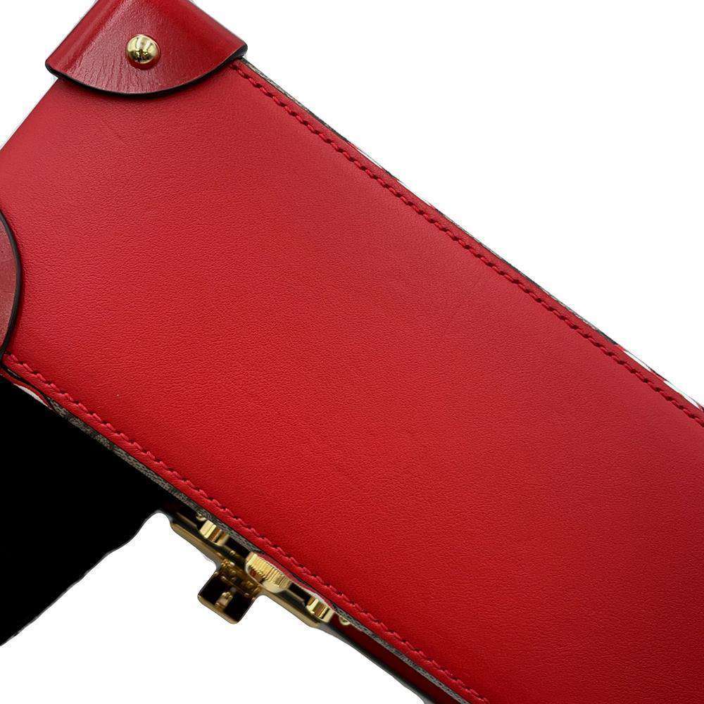 GUCCI GG Apple Bamboo 2way Bag Beige/Red 603221 GG SupremeCanvas