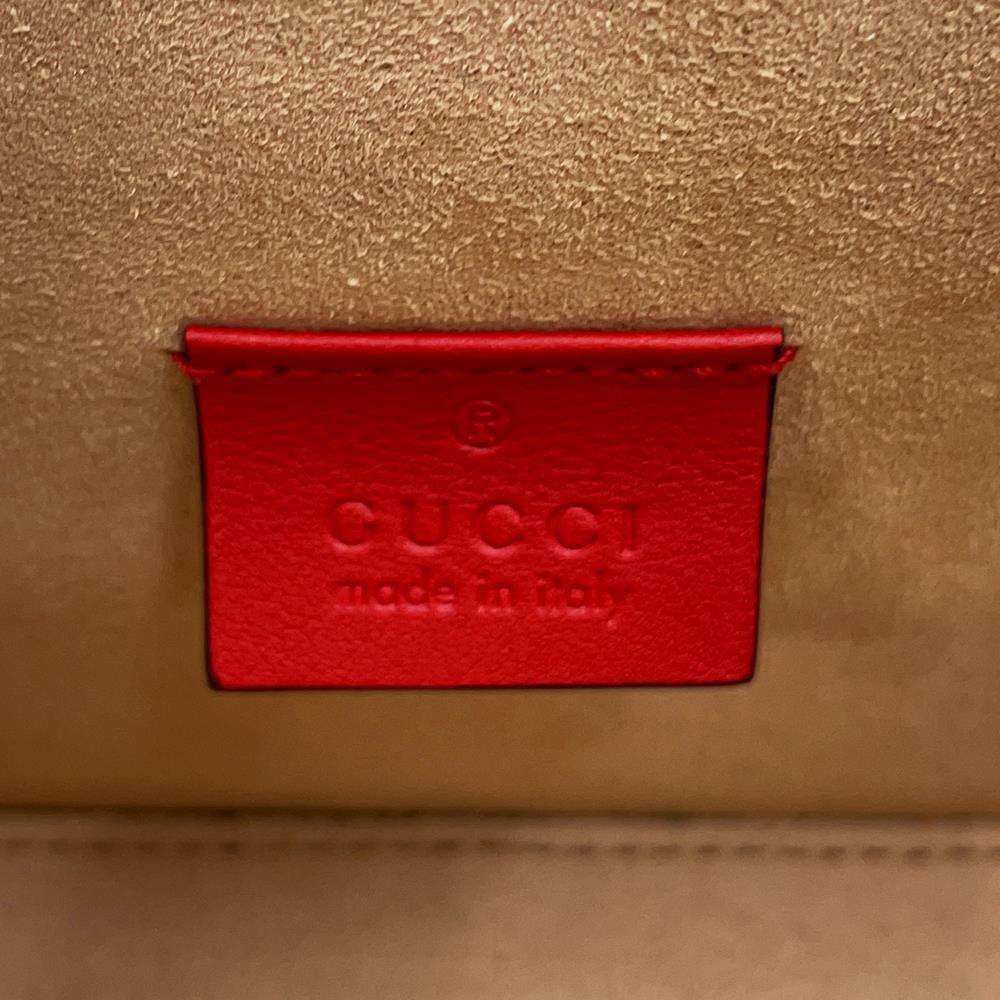 GUCCI GG Apple Bamboo 2way Bag Beige/Red 603221 GG SupremeCanvas