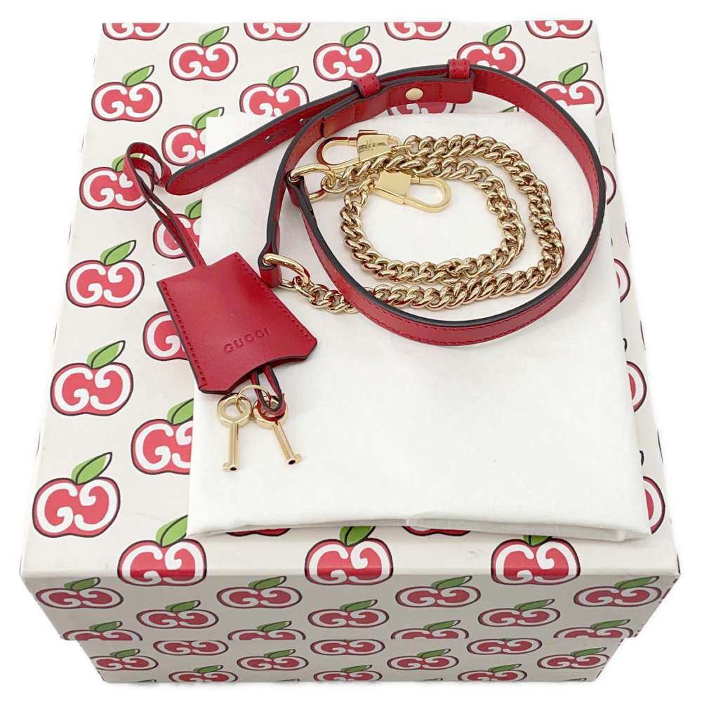 GUCCI GG Apple Bamboo 2way Bag Beige/Red 603221 GG SupremeCanvas