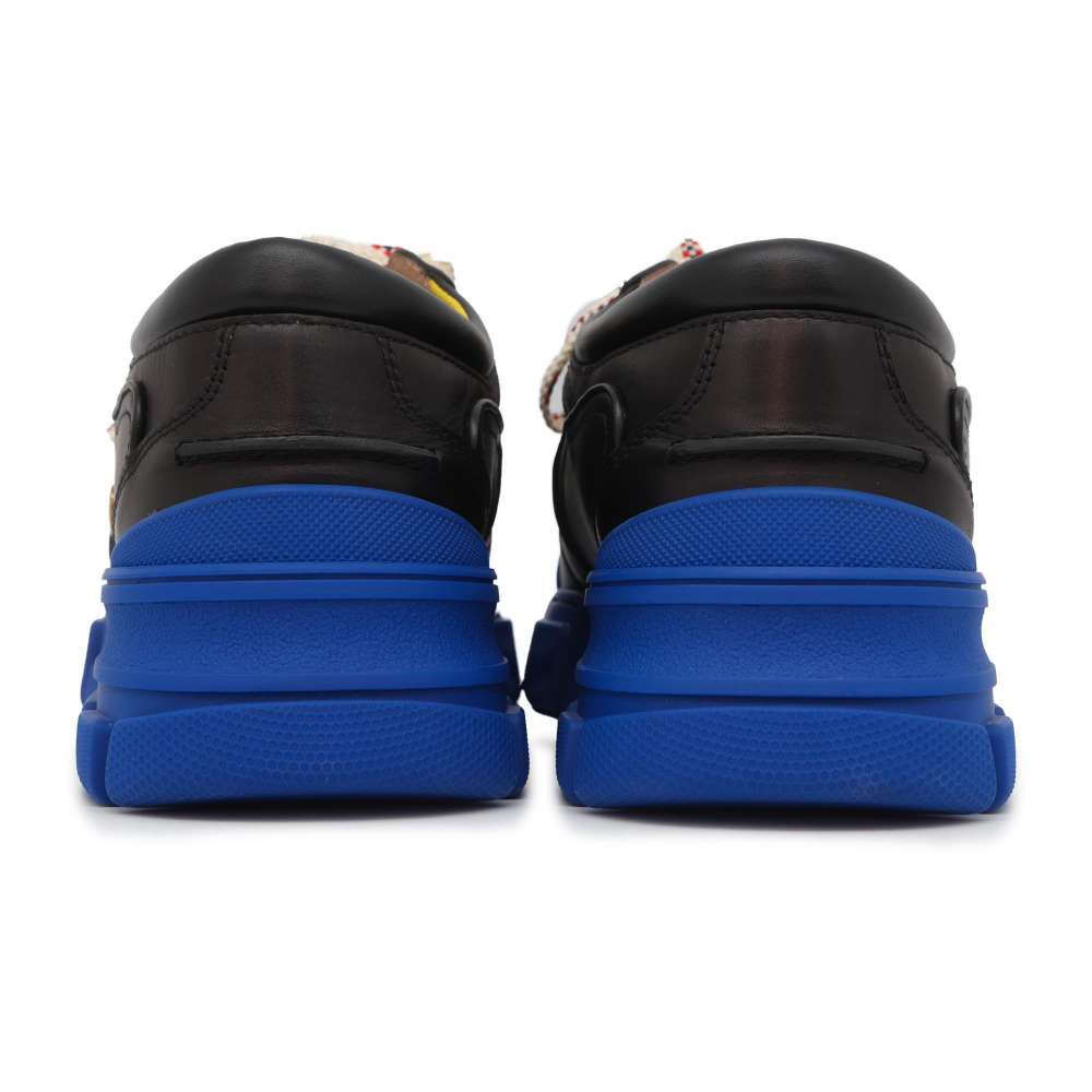 GUCCI BOATREX Low Cut Sneakers Black/Blue 576048 Leather Size 10