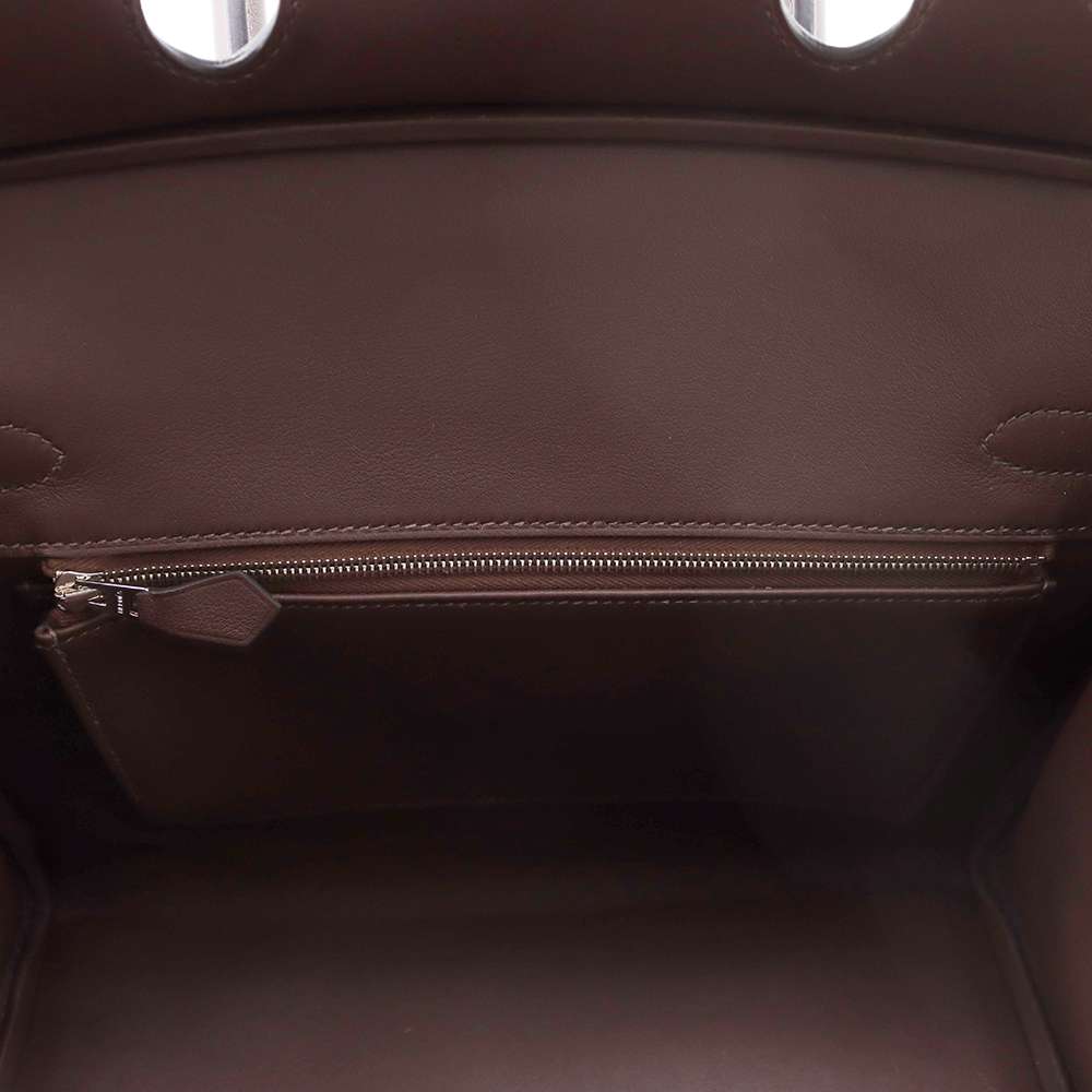 HERMES Birkin Ecru/Moka Toile GM Swift Leather Size 30