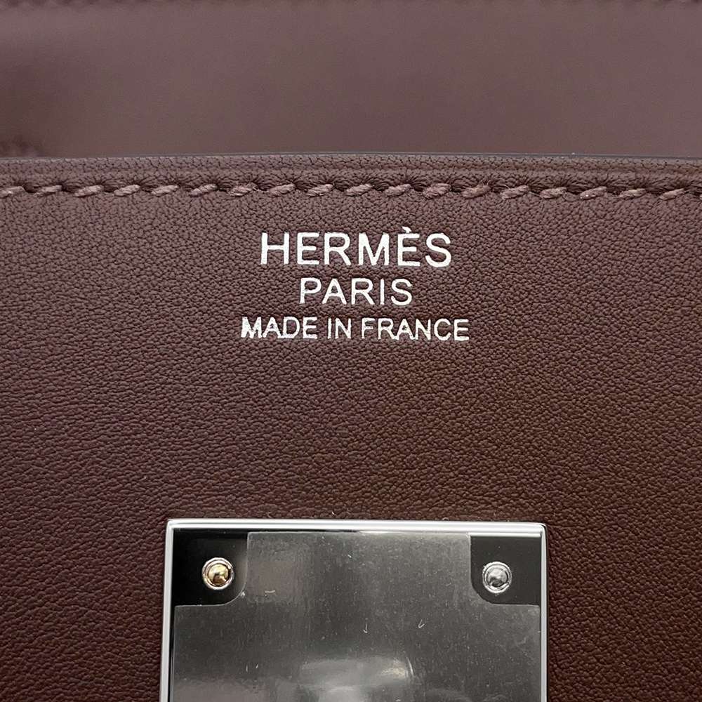 HERMES Birkin Ecru/Moka Toile GM Swift Leather Size 30