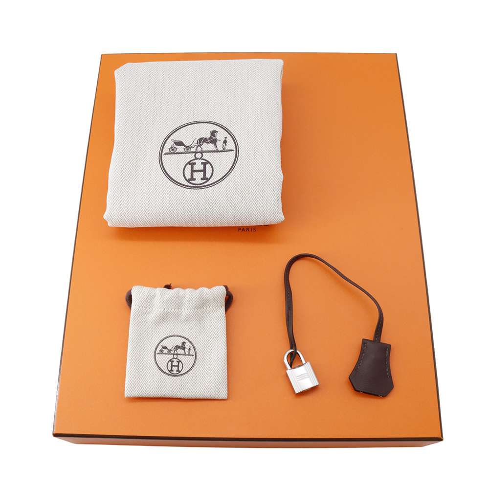 HERMES Birkin Ecru/Moka Toile GM Swift Leather Size 30