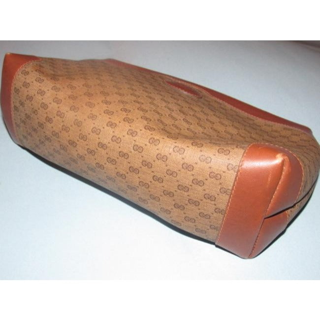 Gucci Vintage Purses Shades Of Brown Leather Canvas Clutch