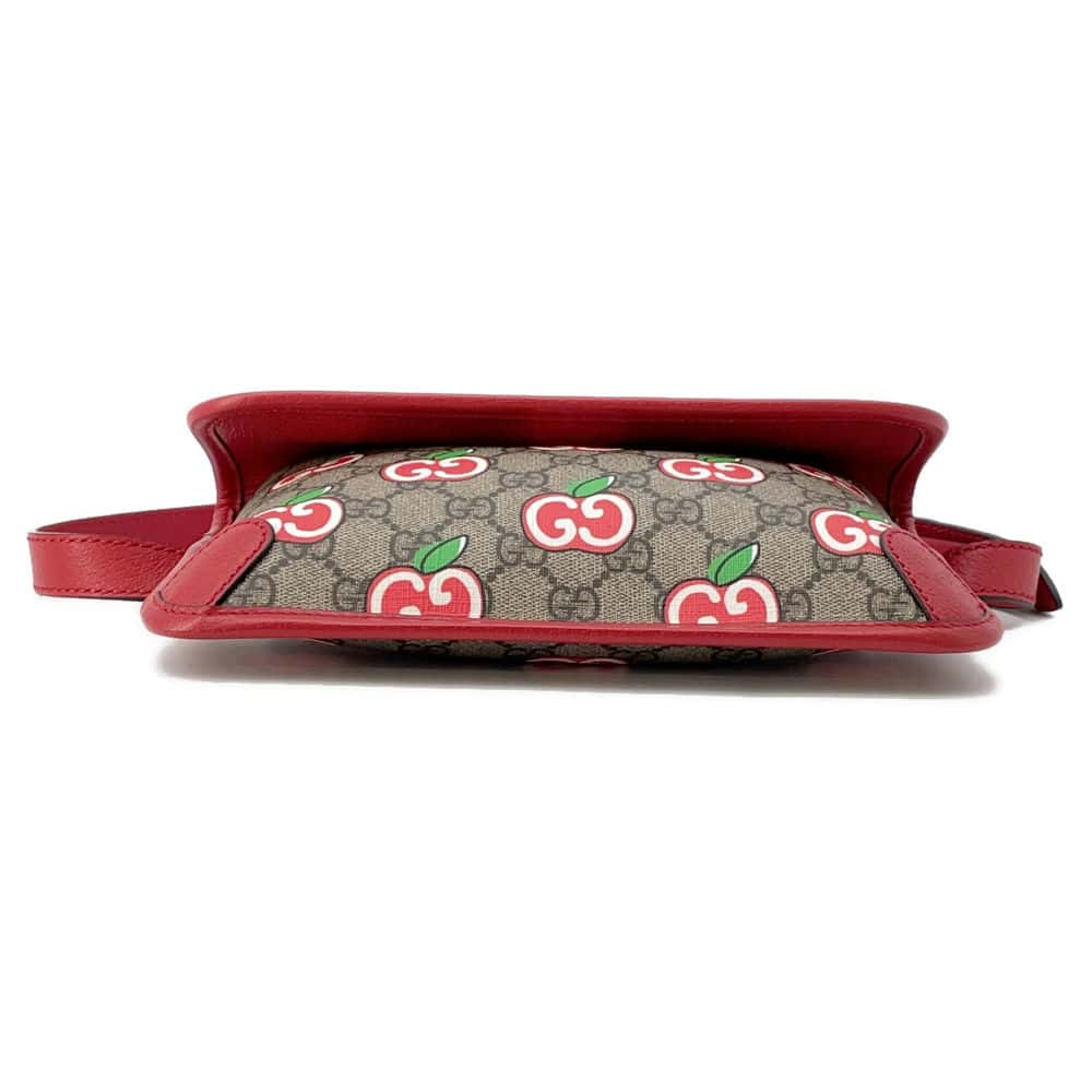 GUCCI GG Supreme Apple Belt Bag Beige/Red 625233 GG SupremeCanvas Leather