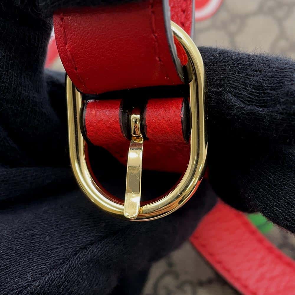 GUCCI GG Supreme Apple Belt Bag Beige/Red 625233 GG SupremeCanvas Leather